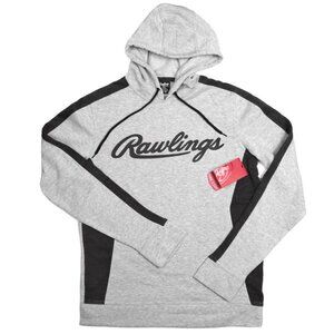 Rawlings Hoodie Sweatshirt MLB Baseball Fleece Lined Logo Grey Black Stripe NEW